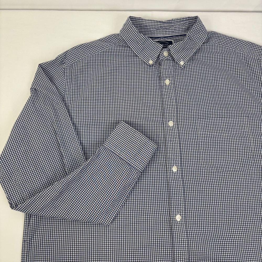 Charles Tyrwhitt Mens‎ Classic Fit Non-Iron Navy Gingham Button Down Shirt XL